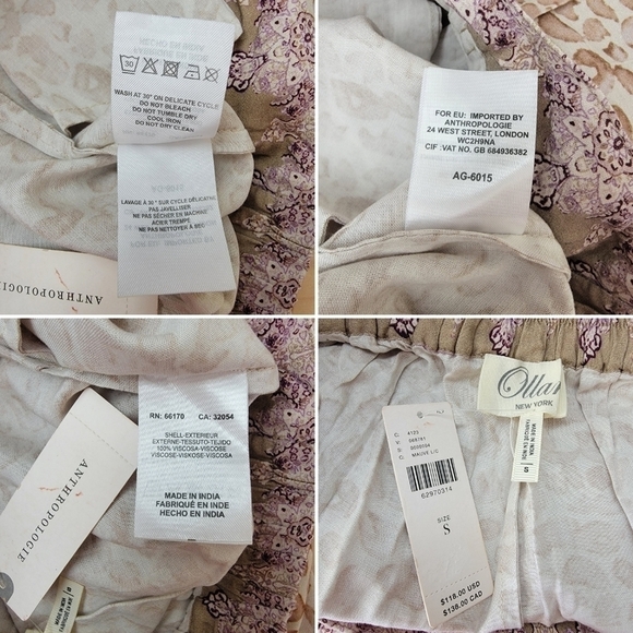 New Anthropologie Pants Ollari Tapered Tassel Rope Belt Leopard Paisley Print S - Picture 12 of 16